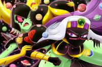 breasts drawing growth giantess white_hair panties giga horns alien space color large_breasts long_hair butt planet cleavage bra skirt butt_crush red_eyes angry breast_crush purple_eyes camel_toe gloves fighting cartoon giantesses thighs fist freckles disney top planet_destruction headband bracelet stars helmet thick_thighs cramped green_skin spikes cosmic_giantess thedaibijin loincloth bare_legs queen_tyrahnee duck_dodgers bare_midriff black_skin lord_dominator wander_over_yonder cartoon_network
