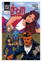 breasts drawing giantess chief mega black_hair color long_hair bra red_eyes brunette brown_eyes gloves dress lying_down pants comic_cover costume doom_patrol looking_at_viewer belt hairband dc_comics elasti-girl robotman wheelchair negative_man rita_farr puch crazy_jane