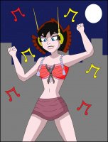 breasts drawing giantess city mega color blue_eyes skirt brunette moon parody avengers dancing night top stars janet_van_dyne bare_legs marvel_comics nightcore100 the_wasp bare_midriff avengers_earths_mightiest_heroes hank_pym village_of_giant hanging_from_breasts