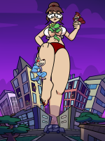 giantess breasts drawing panties wolf city mega color destruction handheld barefoot rampage cleavage bra buildings glasses climbing brunette lizard street ponytail scientist vehicles night thighs red_nails hands_on_hips kaiju bare_legs gorilla bare_midriff between_breasts rampage_(series) dr_betty_veronica geroge lizzie ralph hair_bun