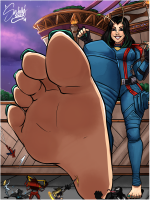 antennae marvel_rivals giantess breasts drawing mega alien blonde color large_breasts long_hair armor robot sword toes barefoot smiling gloves asian green_hair venom fighting night thighs costume belt jumpsuit x-men imminent_crush green_nails cloak symbiote spider-man mantis marvel_comics guardians_of_the_galaxy looking_at_tinies peni_parker luna_snow magik