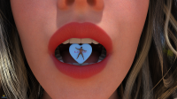 teeth shrunken_man mouth_play candy blonde valentine heart red_lipstick closeup