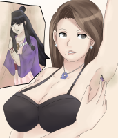drawing giantess smelly ace_attorney mia_fey steam armpits maya_fey greenmatcha