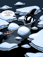 transient001 drawing giantess furry orca mega color ship batman looking_at_tiny dc_comics iceberg breasts nude large_breasts water fangs dialogue fin