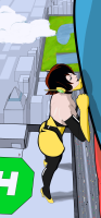 giantess giant janet_van_dyne the_wasp hank_pym drawing city mega color butt high_heels brunette multiple_sizes gloves avengers costume ant-man marvel_comics giant-man