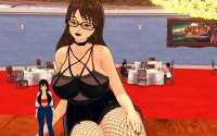 giantess mini_giantess koikatsu fancy_dress dinner fantasy animation model artistic elegant chandelier red_carpet dining celebration glamour tables event stylized illustration dynamic animated formal decorative seating scene host youthful art