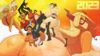 breasts nipples giantess white_hair nude black_hair large_breasts long_hair blue_eyes toes ass barefoot red_hair short_hair dark_skin jewelry smile chun-li headband drill_hair cammy_white double_bun rainbow_mika multiple_girls blonde_hair tiny_man brown_hair twin_drills very_dark_skin 5girls ibuki_(street_fighter) felicia_(vampire) antenna_hair hip_vent