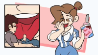 gentle giantess color large_breasts tongue cum penis clothed teeth licking handheld cleavage orgasm brown_eyes smiling ice_cream blowjob heart animation oral_sex winking looking_at_tiny licking_penis cutaway brown_hair kinkeager polly_(kinkeager)