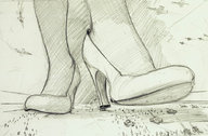 drawing giantess feet mega monochrome high_heels anime military point_of_view