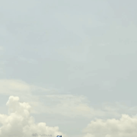 breasts growth giantess nude color long_hair blue_hair huge_breasts day blue_skin animation jiggle clouds outdoors sky thick_thighs holding_breasts toubar