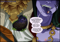 drawing giantess vore saliva digestion halloween food x-ray dialogue internal_view jora-bora pit kid_icarus dark_pit medusa_(kid_icarus) breasts large_breasts tongue teeth uvula sharp_teeth multiple_girls tongue_out english_text close-up letterboxed
