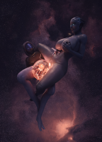 large_breasts blue_eyes sex toes tali lesbians planet_destruction purple_skin hood bare_legs cupping_breast liara cosmic_giantess breasts nipples giantess nude earth giga alien space destruction planet barefoot blue_skin giantesses mask digital_render mass_effect asari quarian citadel diccard