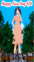 giantess park mini_giantess celebration koikatsu chieri_no_koi_wa_8_meter nanami_neiro debut_day camera_perspective breasts long_hair blue_hair tree dress boots twintails day cloud standing outdoors sky pink_dress closed_eyes solo pov 1girl hand_on_hip