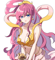 bikini breasts giantess long_hair swimsuit blue_eyes cleavage crying pink_hair navel jewelry tears bikini_top earrings looking_at_viewer bracelet bare_shoulders bangs hair_ornament yellow_ribbon very_long_hair solo medium_breasts 1girl eyebrows_visible_through_hair midriff collarbone white_background hair_rings crying_with_eyes_open