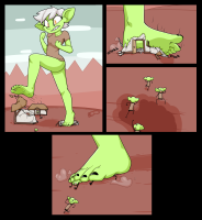 foot_crush drawing giantess white_hair crush feet comic color destruction rampage buildings angry low_angle short_hair shadow day looking_down thighs outdoors orange_eyes running_away goblin jj-psychotic green_skin pointed_ears turnip_(jj-psychotic)