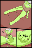 drawing giantess white_hair panties feet comic color handheld rampage smiling story short_hair legs day between_legs reaching thighs grabbing outdoors orange_eyes dialogue goblin jj-psychotic thick_thighs green_skin pointed_ears turnip_(jj-psychotic)