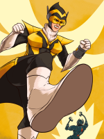 breasts drawing giantess wings mega color robot angry gloves boots costume imminent_crush zipper no_background looking_at_tiny janet_van_dyne ultron the_wasp whipsodiart helmet marvel_comics