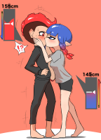 drawing growth giantess blushing color shrinking kissing nintendo growth_sequence pointed_ears splatoon inkling octoling 1girl 1boy nobunagapero