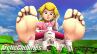 breasts giantess feet blonde blue_eyes toes barefoot princess_peach soles lips day crown cloud dirty_soles sky pink_dress jewelry point_of_view earrings feet_up digital_render foreshortening spread_toes the_pose solo toe_scrunch 1girl pov_feet shoes_removed boots_removed arcticchilifries
