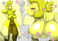 drawing gentle giantess blushing color butt cum sex saliva sweat smiling blowjob shrunken_man oral_sex large_butt looking_back rear_view steven_universe yellow_skin yellow_diamond cartoon_network enigi09