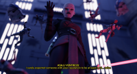 point_of_view belt clone_troopers breasts alien armor shrinking gloves boots star_wars shrunken_man thighs indoors tattoo dialogue behind_view helmet lightsaber digital_render sith bald caddyisraddy looking_at_tinies dathomirian asajj_ventress the_force