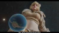 breasts giantess earth space large_breasts smiling short_hair shorts jacket costume point_of_view top dialogue stars digital_render cosmic_giantess marvel_comics squirrel_ears bare_midriff squirrel_girl_(marvel) krieginax marvel_rivals