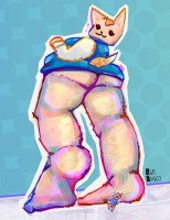giantess feet furry butt aggretsuko underskirt fenneko lowpov crush bug point_of_view watercolor tiny_person sizefiasco