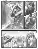 drawing giantess crush panties city upskirt comic monochrome destruction gun buildings touhou squatting reisen_udongein_inaba fighting outdoors knives rabbit_ears alloyrabbit reisen_vs_sakuya
