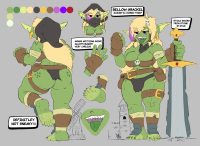 breasts drawing mega blonde color butt sword toes barefoot cleavage purple_eyes castle gloves unknown_artist thighs rings earrings belt source_needed windmill no_background green_skin pointed_ears loincloth giantess goblin