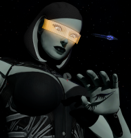 mass_relay breasts giantess nude giga space robot cleavage stars looking_at_tiny digital_render cosmic_giantess mass_effect reaper cutaway edi normandy conqueringgoblin
