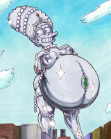 breasts drawing nipples giantess city mega color long_hair buildings belly marge_simpson simpsons crown queen cartoon thighs towering the_simpsons necklace pearls hands_on_hips shiny jewels killb00 huge_belly springfield queen_marge silver