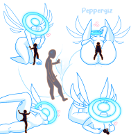 drawing gentle giantess nude pussy wings angel color large_breasts cum penis sex breast_crush love kneeling heart shrunken_man hugging thighs legs_spread lying_on_breasts white_skin thick_thighs no_background between_breasts lying_on_back angel_(worldless) worldless peppergiz
