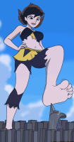 breasts drawing growth giantess city mega color destruction blue_eyes toes barefoot cleavage skirt buildings brunette smiling short_hair thighs top ripped_clothing hands_on_hips janet_van_dyne marvel_comics the_wasp bare_midriff avengers_tower avengers_earths_mightiest_heroes jennygiantess imminent_crush