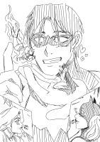 starfire kissing shrunken_woman batgirl nightwing dc_comics blushing comic monochrome giant male smiling heart sketch no_background guireyart10 greyscale simple_background 1boy upper_body male_focus