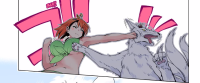 breasts giantess blushing sleeping large_breasts brunette short_hair navel animal crown fighting jewelry closed_eyes earrings punching bare_midriff 1girl chisaki_miyazaki yuuna_and_the_haunted_hot_springs