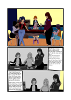 comic black_hair long_hair brunette short_hair sitting chair multiple_girls giantess manga mini_giantess oc alternate_hairstyle koikatsu topanganikki artificial_body cheiri_no_koi_wa_8_meter sasaki_hina oomine_chieri chat_format