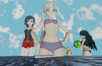 bikini breasts giantess white_hair furry blonde black_hair long_hair swimsuit blue_eyes water ocean smiling small_breasts red_hair ponytail short_hair navel hand day ball open_mouth cloud standing holding outdoors sky bikini_top looking_at_viewer bare_shoulders bangs blurry ruby_rose weiss_schnee blake_belladonna yang_xiao_long armpits multiple_girls black_bikini 4girls one-piece_swimsuit white_bikini medium_breasts hair_between_eyes beachball cloudy_sky purple_bikini partially_submerged arm_up studiolaptop rwby