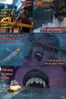 giantess vore mega comic water ocean red_eyes succubus fangs monster storm ships dialogue digital_render didistarshot horns rain waves open_mouth hat lightning purple_skin nose_ring lantern