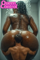 butt shower shrunken_man queencontrol giantess nude black_hair wet brunette short_hair standing back dark_skin shirtless indoors behind_view 1girl 1boy male_focus blurry_background ai_art