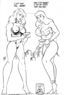breasts drawing giantess city mega monochrome barefoot cleavage superhero giganta giantesses garganta joe_gravel leopard_print dc_comics mail postman