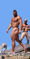 mega nude city giant male penis looking_down standing facial_hair multiple_boys male_focus manly