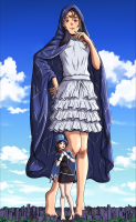 drawing giantess feet giga mega barefoot multiple_sizes giantesses ace_attorney trucy_wright bigchipher66 lamiroir thalassa_gramarye