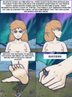 breasts nipples feet blonde comic long_hair handheld toes barefoot brunette yellow_eyes smiling short_hair sitting shrunken_man looking_down grass english outdoors orange_eyes point_of_view pointed_ears magazine_cover 1girl 1boy damianlix bella_souto giantess