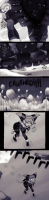 breasts drawing giantess micro alien comic monochrome large_breasts butt angry teen_titans starfire boots foot_crush shadow looming shrunken_woman cruel snow thighs fist point_of_view dialogue imminent_crush thick_thighs looking_at_tiny dc_comics winter_clothes ravenravenraven jinx_(teen_titans) jinx skirt top