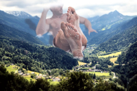 crush feet giant soles men unaware mountains mature debris