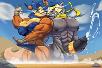 breasts drawing giantess panties furry tail mega color large_breasts cum giant penis cleavage blue_hair desert underwear fox gloves police ponytail muscles raccoon abs mountains mask dangle thighs cap panty_entrapment scarf pinched looking_at_tiny sly_cooper orange_skin roar grey_skin carmelita_fox pulling_panties_open police_officer cock_ring sly_cooper_(series) joelasko renatomon boots leotard