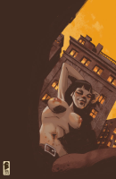 giantess breasts nipples nude city black_hair large_breasts buildings navel outdoors point_of_view solo 1girl arms_up breasts_apart nelsondaniel