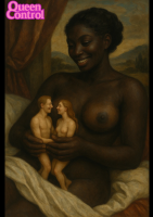 nude handheld smiling couple painting threesome dark_skin interracial ai_art queencontrol giantess shrunken_woman shrunken_man