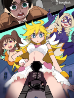 giantess breasts blonde black_hair large_breasts long_hair blue_eyes skirt red_eyes brunette purple_eyes smiling gloves dress short_hair navel twintails shrunken_man open_mouth point_of_view white_dress looking_at_viewer bare_shoulders bare_midriff multiple_girls strapless 1boy hair_between_eyes 3girls macro_fan_2483 giantesses attack_on_titan seven_deadly_sins my_hero_academia mt._lady diane_(seven_deadly_sins)