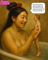 large_breasts handheld bath rape asian shrunken_man interracial ai_art queencontrol breasts nude cleavage water dialogue